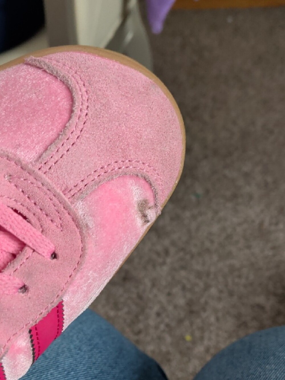 adidas Gazelle Pink Suede Platform Sneakers with Gum Sole - Picture 3 of 4